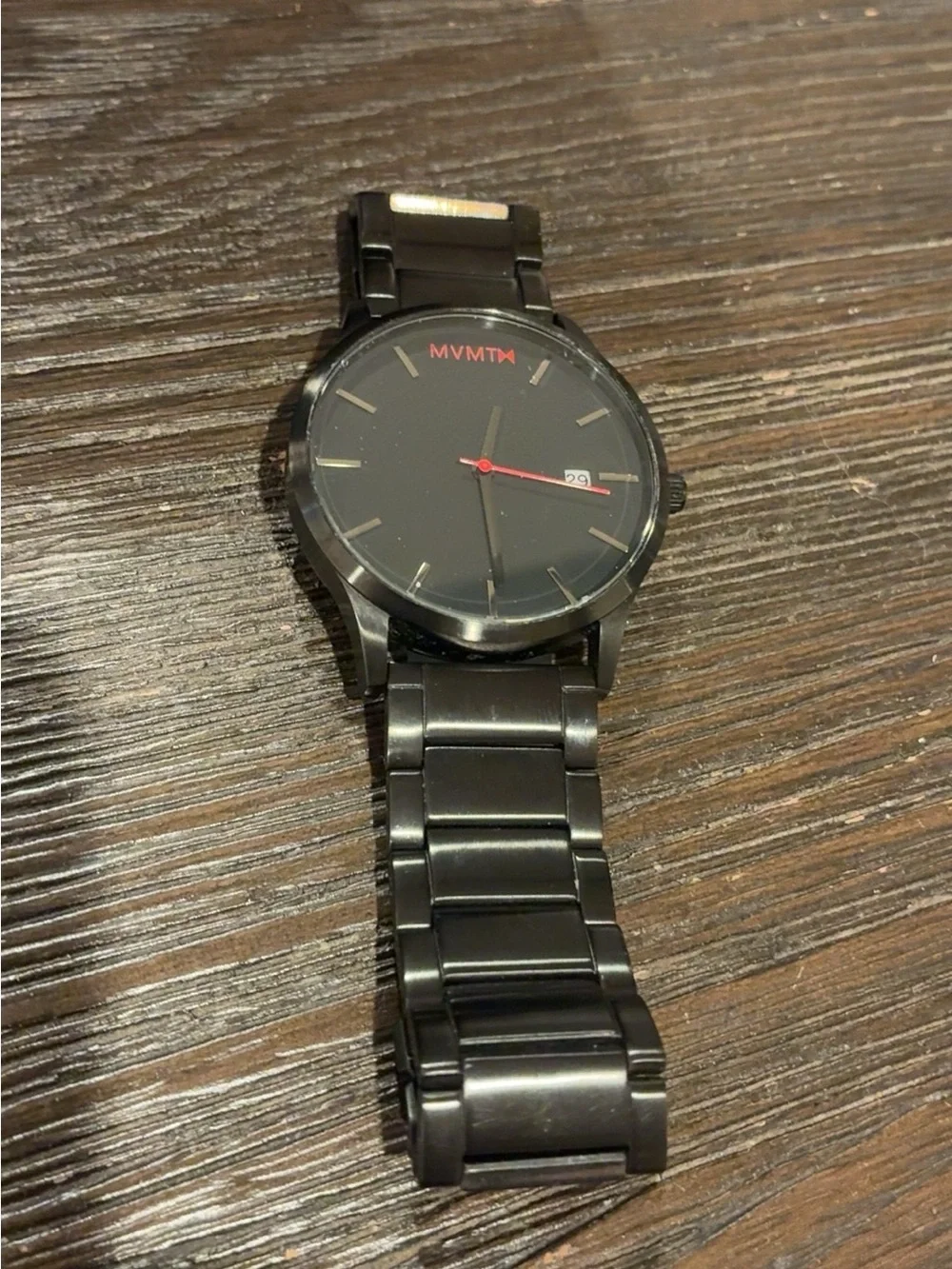 MVMT Black Men’s Stainless Steel Watch with Red Accents